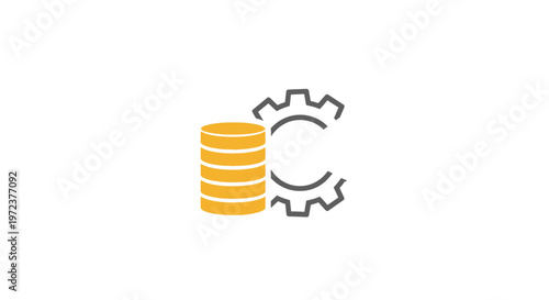Gear and coin stack symbol.