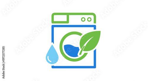Eco Friendly Washing Machine Symbol Design.