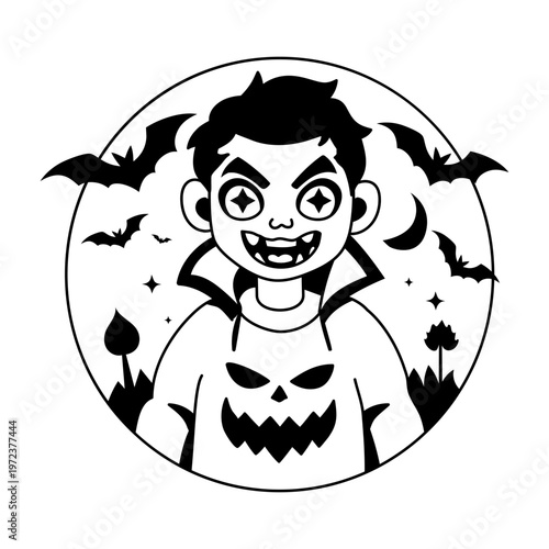 A glyph illustration of spooky child