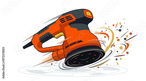 Orange Electric Sander Power Tool Machine.