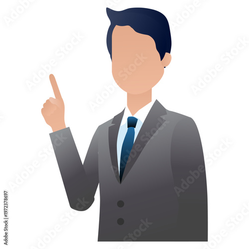 スーツ姿の男性と女性の半身で案内している