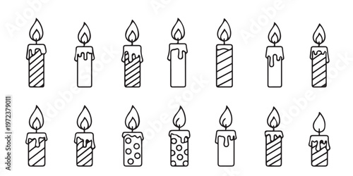 Hand drawn candle collection a variety of designs and patterns