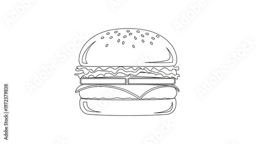 Delicious Burger Food Illustration Isolated.
