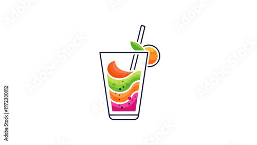 Colorful Drink with Fruit Slices Illustration.