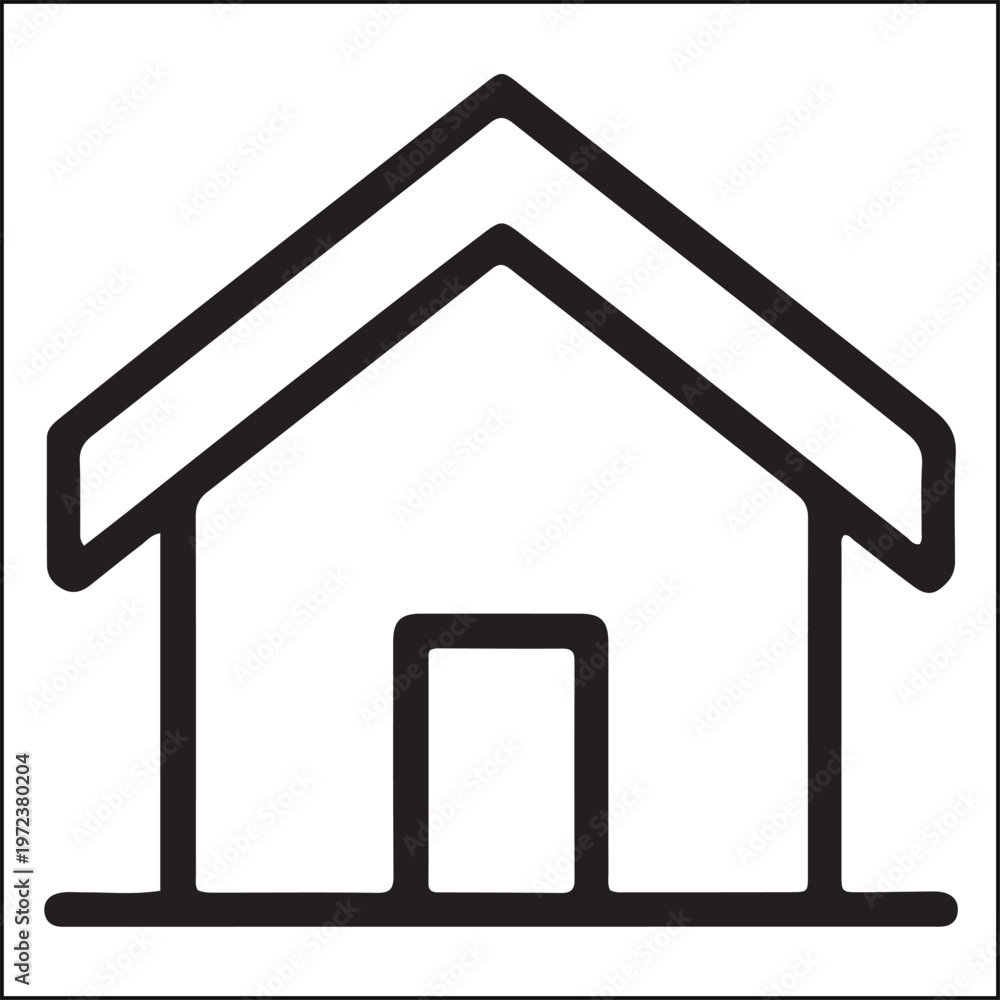 Fototapeta premium Simple line icon of a house with a triangular roof and a door