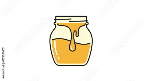 Honey jar with golden syrup.