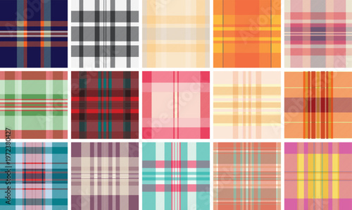 Professional plaid collection built for digital backgrounds. The pack suits wallpapers, websites, and interface design. Vector construction adapts to any resolution.