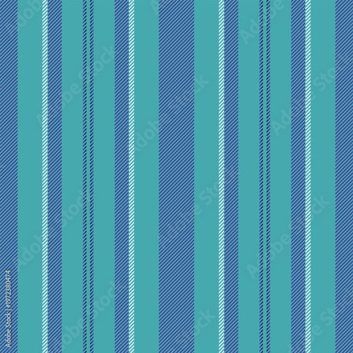 Serene vector textile vertical, figure stripe fabric pattern. Model lines texture background seamless in cyan and indigo colors.