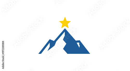 Blue Mountain Peak Star Icon Logo.