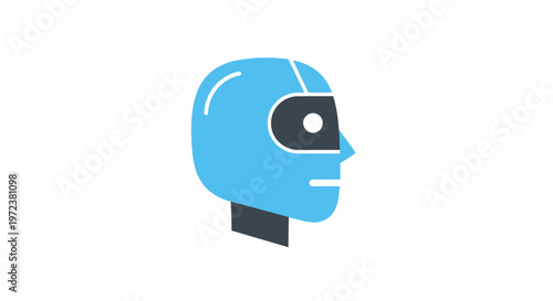 Blue Robot Head With Black Visor.