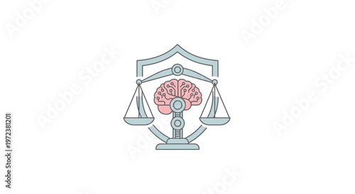 Brain on scales of justice symbol.