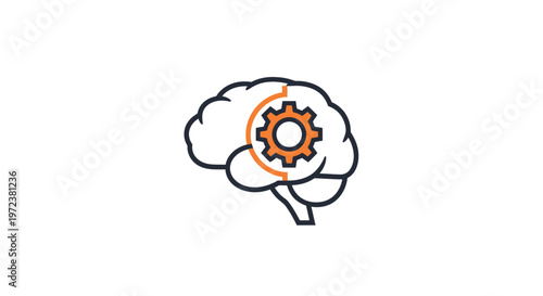 Brain with gear inside head.