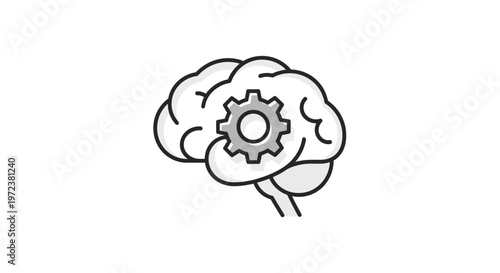 Brain with gear inside head.