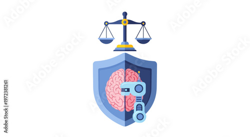 Brain with lock and shield symbol.