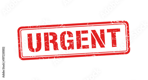 Urgent Stamp - Red Rectangular Seal with Distressed Texture on White Background