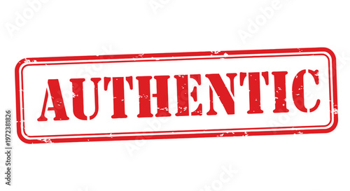 Authentic Stamp - Red Rectangular Rubber Stamp Graphic