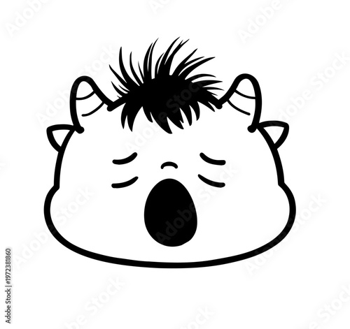 Cute little monster yawning big with mouth wide open
Sleepy baby ogre making a huge yawn, funny character