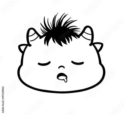 Cute baby monster sleeping soundly character illustration
Little ogre taking a nap with drool and zzz symbol