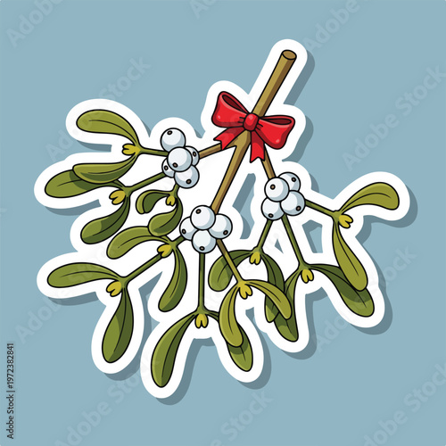 Mistletoe with red bow decoration.