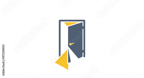 Door with yellow triangle entrance.