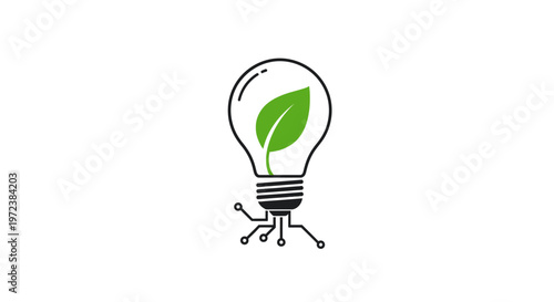 Eco friendly light bulb with leaf.