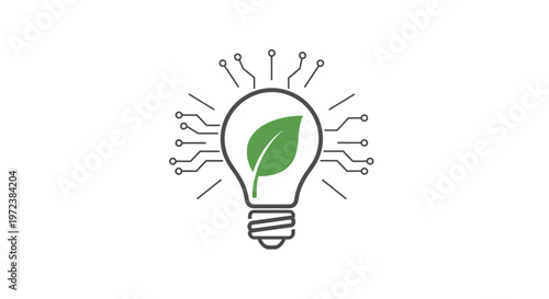 Eco friendly light bulb with leaf.