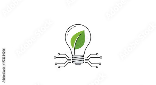 Eco friendly light bulb with leaf.