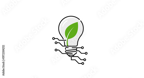 Eco friendly light bulb with leaf.
