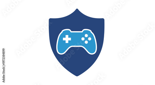 Gaming controller shield logo symbol.