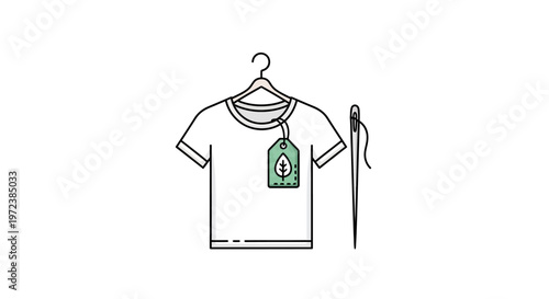 T shirt on hanger with tag.