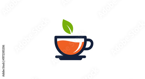 Tea Cup with Green Leaf.