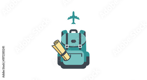 Teal color travel backpack luggage bag.