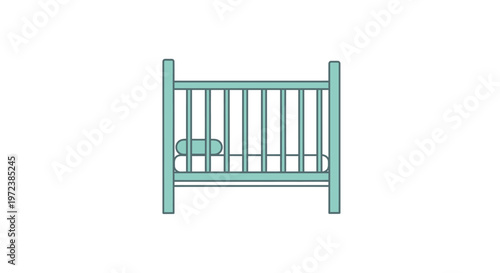 Teal painted wooden baby crib.