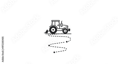 Tractor drives through field landscape.