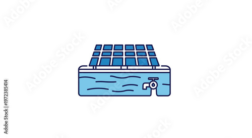Swimming pool with solar panels.