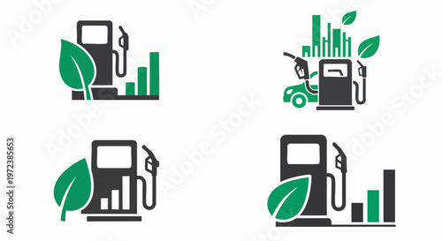 Eco friendly fuel station icons for sustainable energy design
