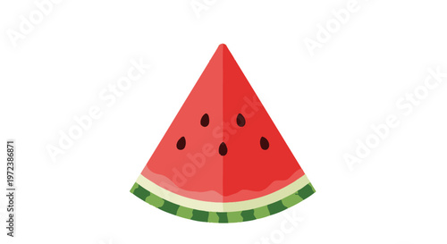 A juicy slice of watermelon with black seeds.