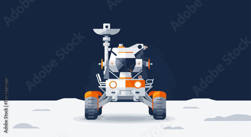 Robotic rover on the lunar surface exploring outer space