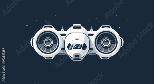 Futuristic spacecraft flying through the vast expanse of outer space.