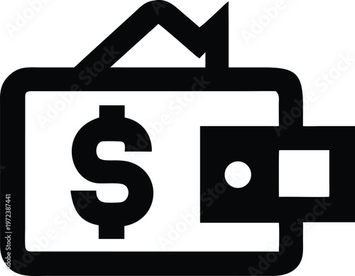 Black wallet with dollar sign on white background money finance symbol