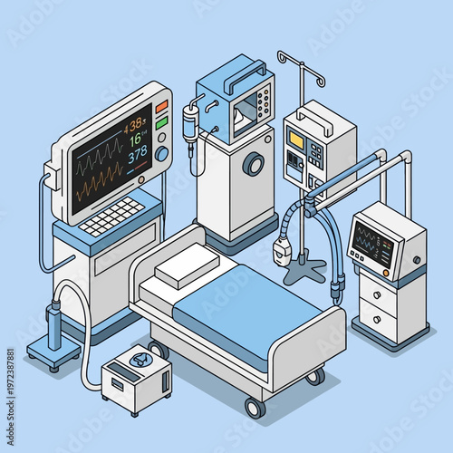 Medical equipment in a hospital room.