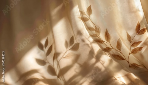 Soft Sunlight and Leaf Shadows on Textured Fabric.