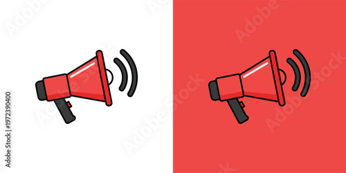 Attention-grabbing Red Megaphone Icon for Important Announcements, Marketing Promotions, and Effective Communication Strategies