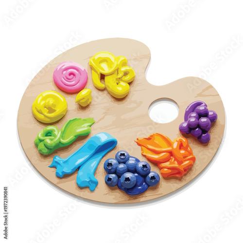 Colorful plasticine on wooden palette 1.