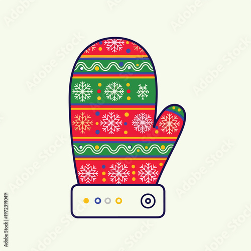 Colorful Christmas Holiday Mitten Glove.