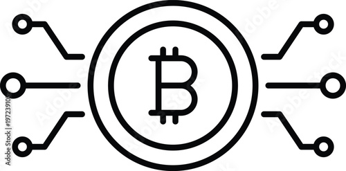 Bitcoin coin icon with stylized letter B inside circular outline in minimal line style.