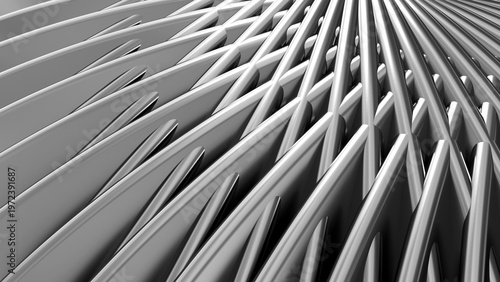 Silver metal striped pattern background, 3d rosette lines design, abstract minimal background.