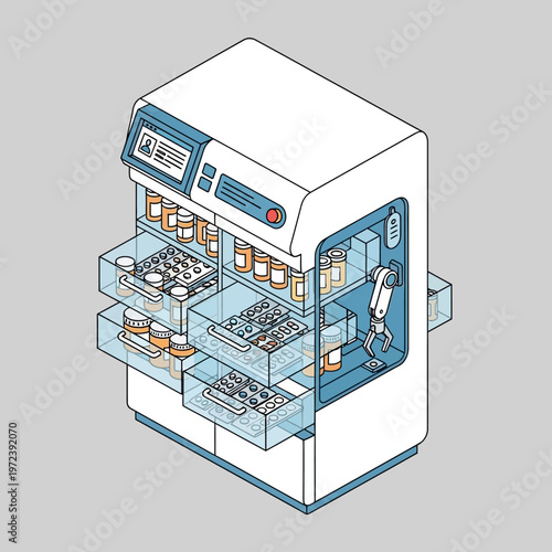 Isometric illustration of a vending machine.