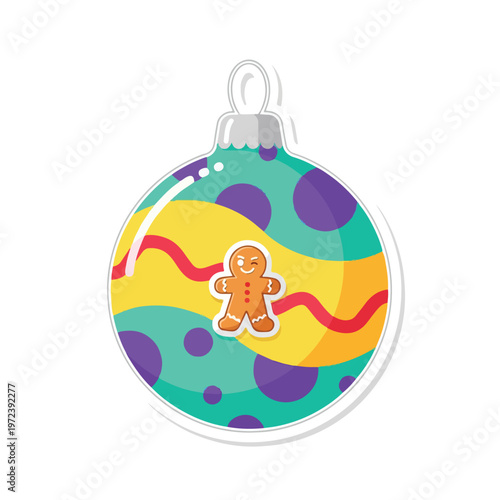 Colorful Christmas ornament with gingerbread man.