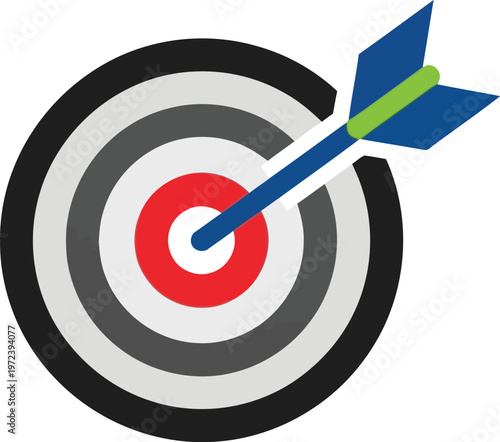 Target with arrow hitting the center bullseye representing success and achievement goals